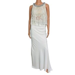 TONY BOWLS Tamia White Lace Overlay 2 Piece Gown Size 2
